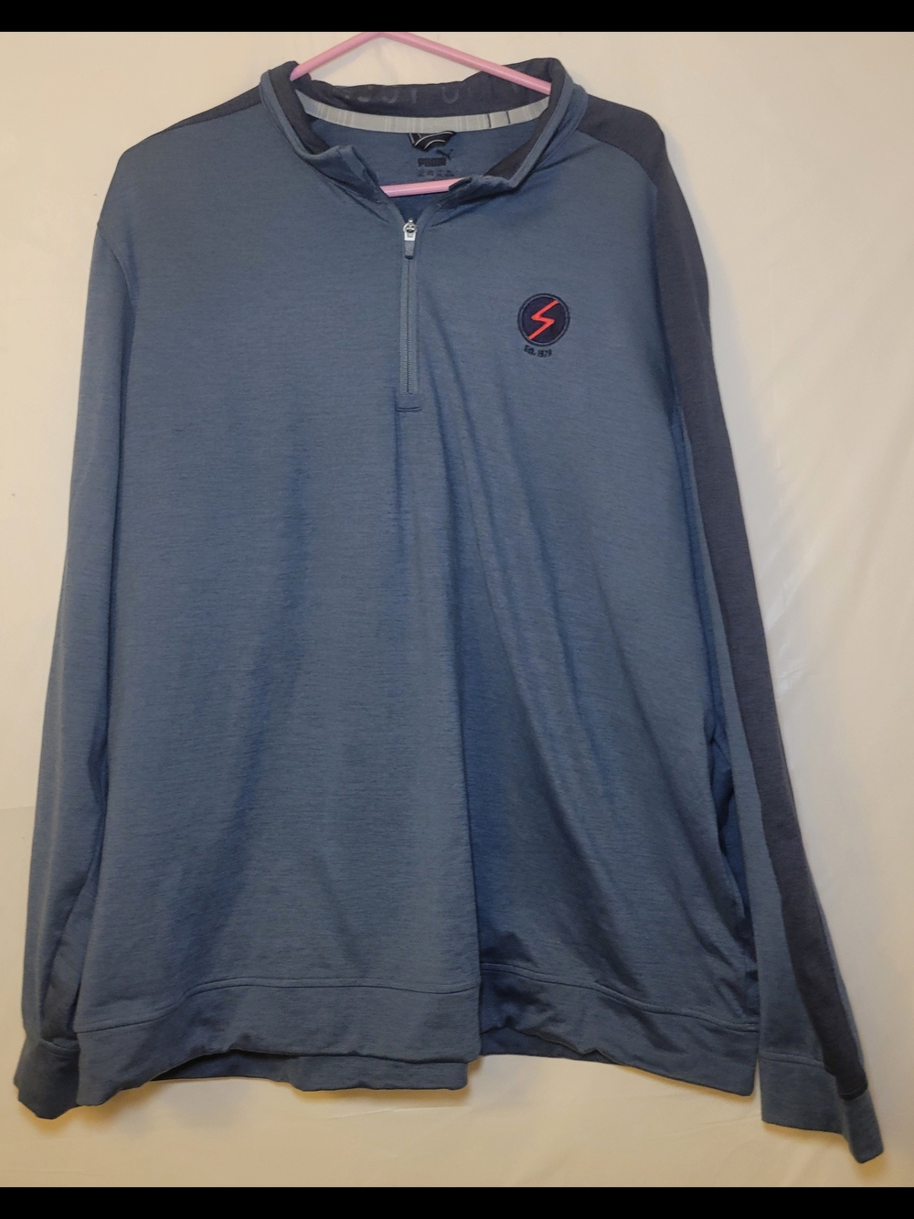 Puma Men's Slate Blue Quarter-Zip Pullover with Navy Accents